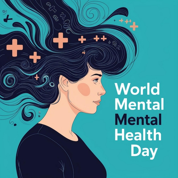 Photo handdrawn background for world mental health day