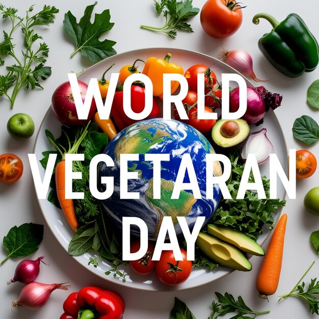 Photo handdrawn background for world vegetarian day