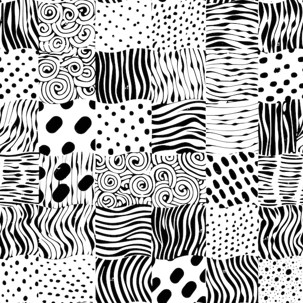 Photo handdrawn black and white doodle digital paper patterns scrapbooking pages