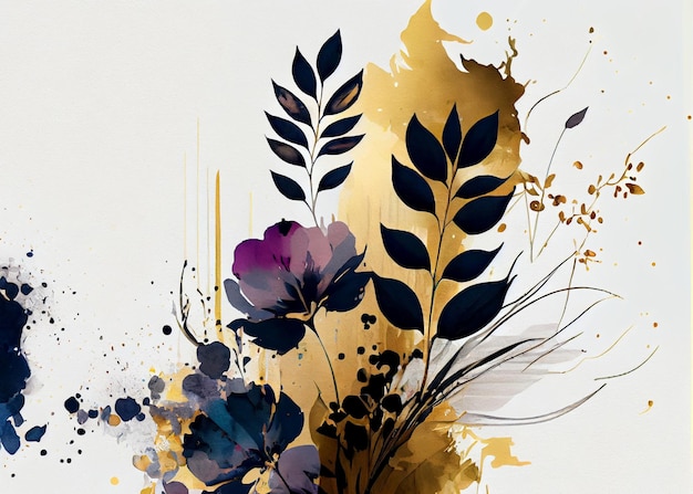 Handdrawn bouquet Watercolor composition with flowers AI Generated