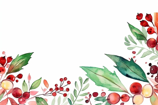 A handdrawn and colorful christmas border on a white background