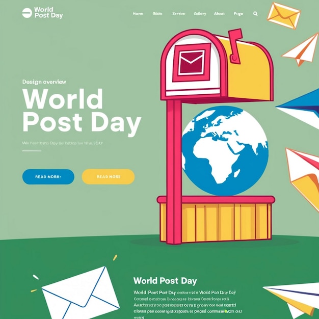 Photo handdrawn flat design landing page template for world post day