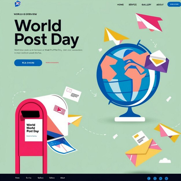 Photo handdrawn flat design landing page template for world post day