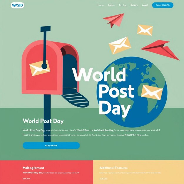 Photo handdrawn flat design landing page template for world post day