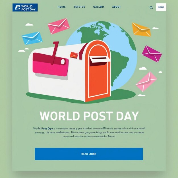 Photo handdrawn flat design landing page template for world post day