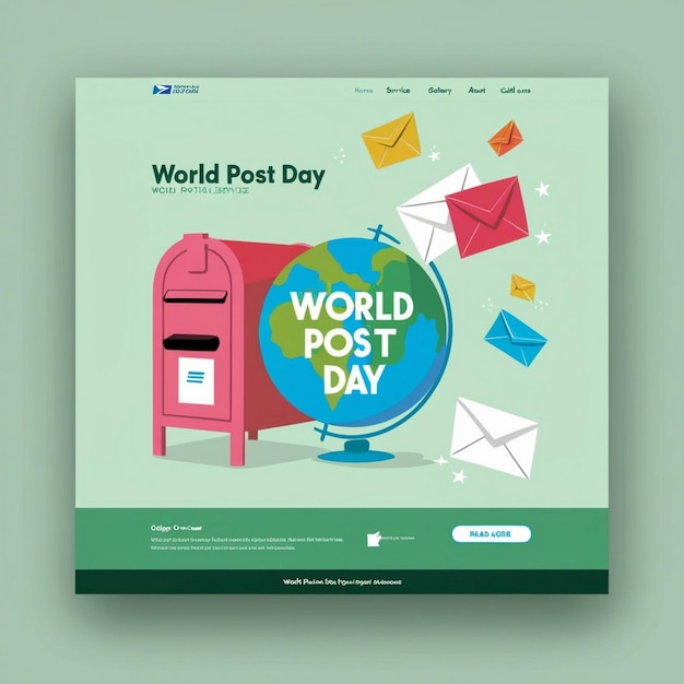 Photo handdrawn flat design landing page template for world post day