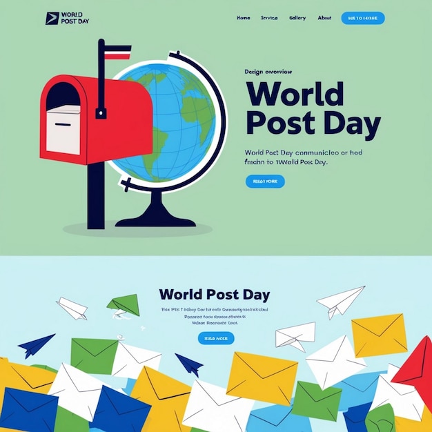 Photo handdrawn flat design landing page template for world post day