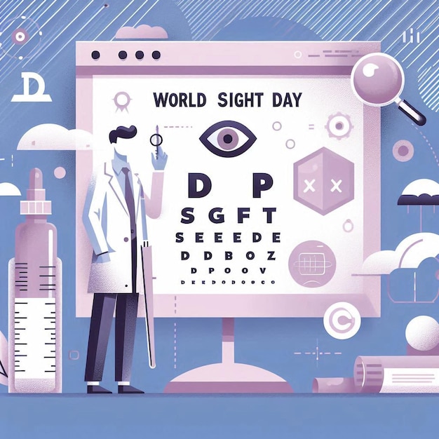 Photo handdrawn flat design template for world sight day landing page