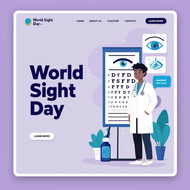 HandDrawn Flat Design Template for World Sight Day Landing Page