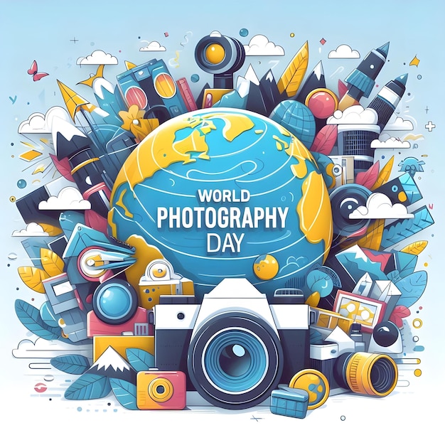 HandDrawn Flat Design for World Photography Day August 19th