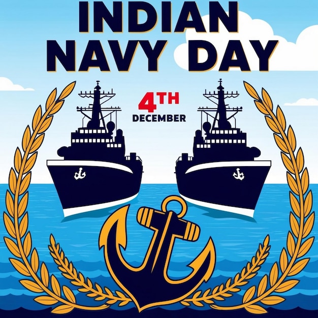 Photo handdrawn flat illustration for indian navy day