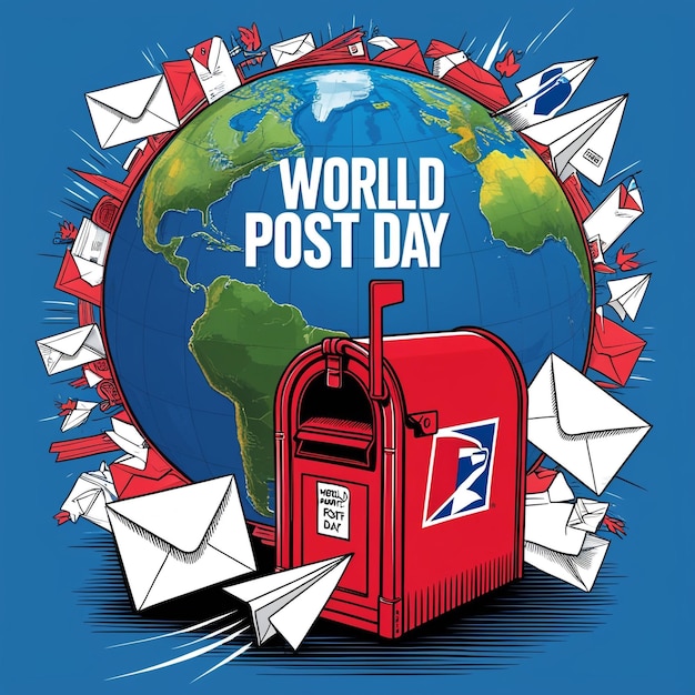 HandDrawn Flat Illustration for World Post Day