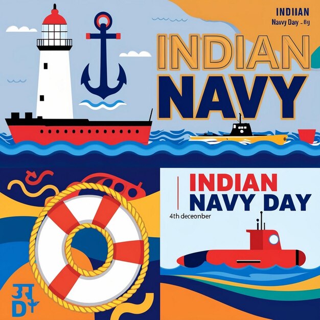 Photo handdrawn flat indian navy day horizontal banners set