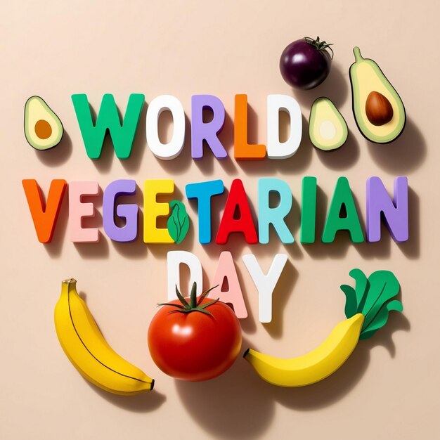 Photo handdrawn flat lettering for world vegetarian day