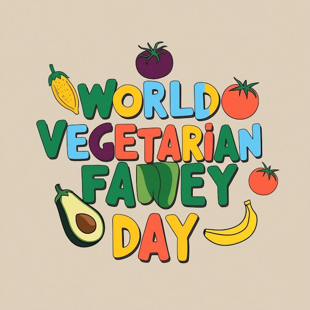 Photo handdrawn flat lettering for world vegetarian day