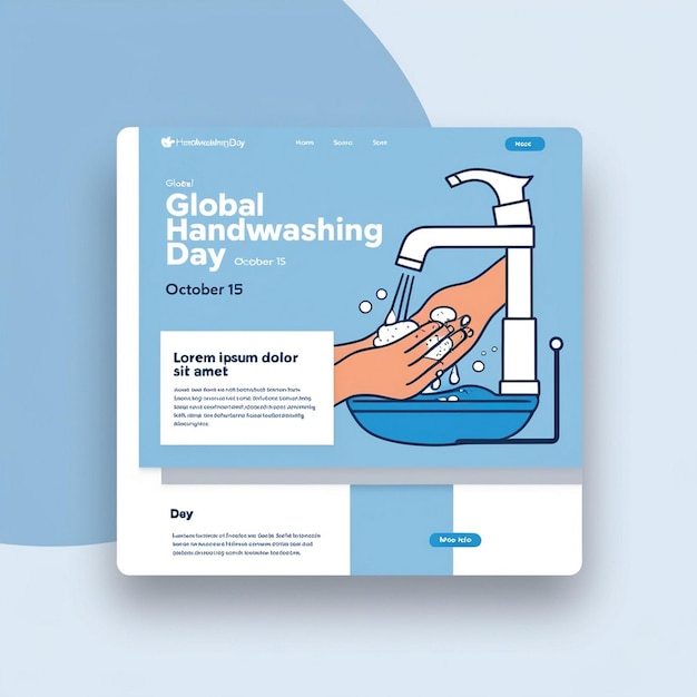 Photo handdrawn global handwashing day landing page design