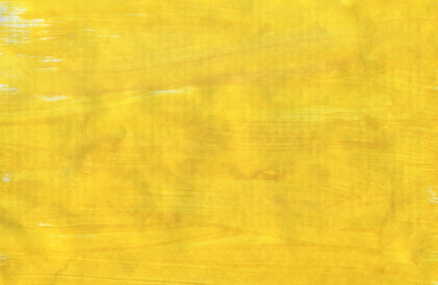 Handdrawn gouache Yellow abstract background Texture of brush strokes