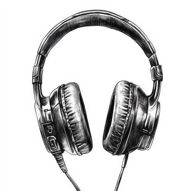 Photo handdrawn headphones clipart for music and technology designs