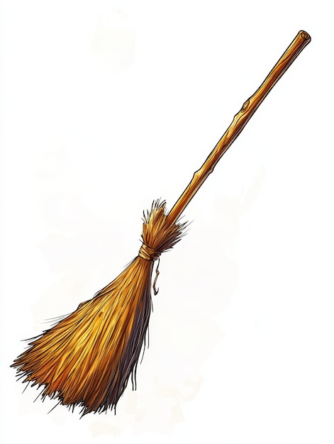 HandDrawn Illustration of a Traditional Broom