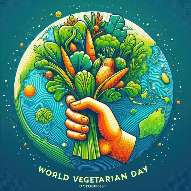 HandDrawn Illustration for World Vegetarian Day Artistic and Creative Design