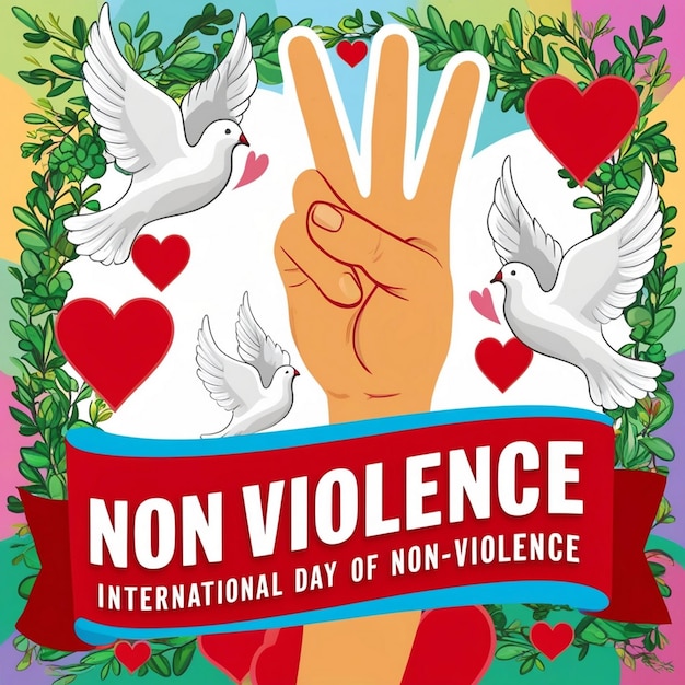 Photo handdrawn international day of nonviolence art