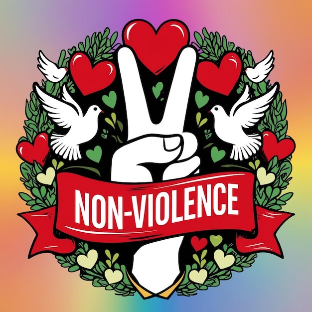 Photo handdrawn international day of nonviolence art