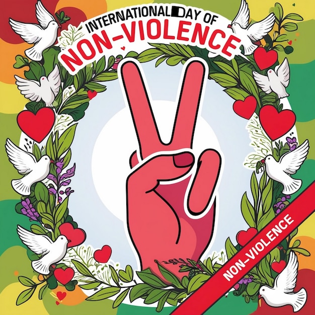 Photo handdrawn international day of nonviolence art