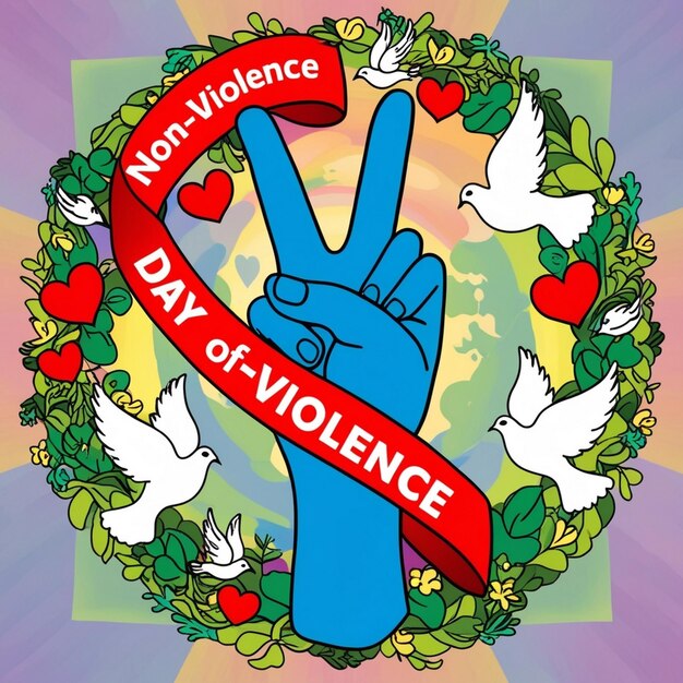 Photo handdrawn international day of nonviolence art