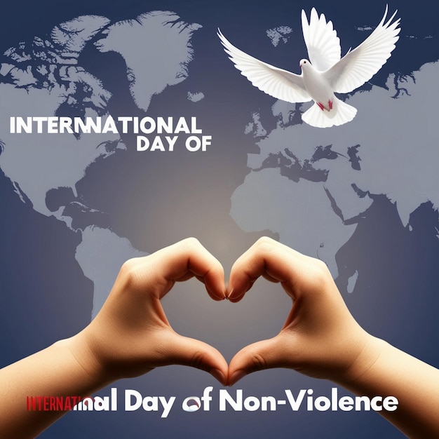 HandDrawn International Day of NonViolence with Pigeon Illustration