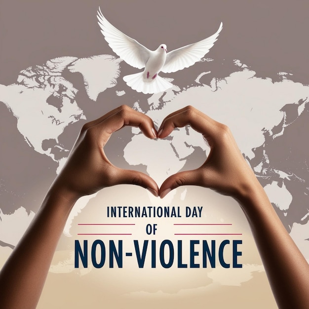 HandDrawn International Day of NonViolence with Pigeon Illustration