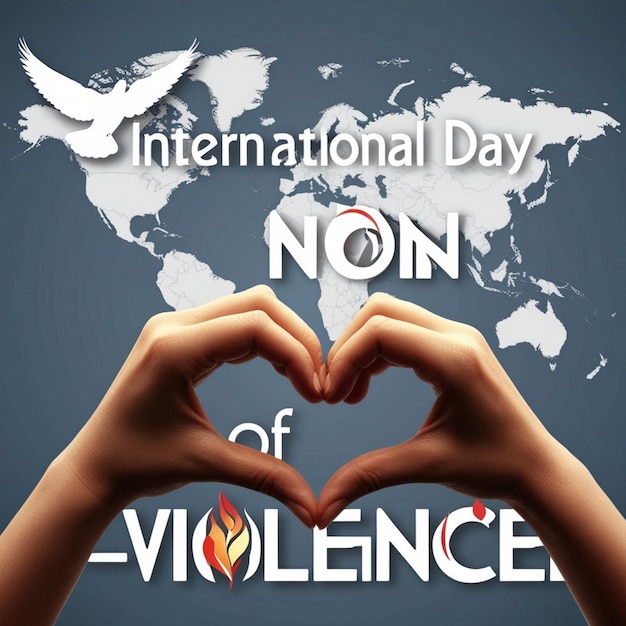 Photo handdrawn international day of nonviolence with pigeon illustration