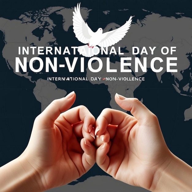 HandDrawn International Day of NonViolence with Pigeon Illustration