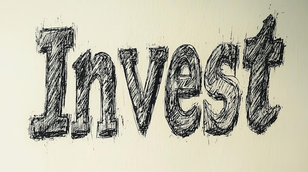 Handdrawn invest text illustration for business concepts