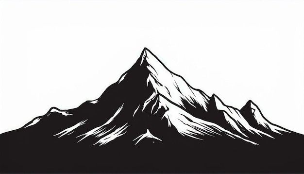 Photo handdrawn mountain silhouette artistic and minimalist landscape design