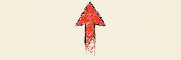 Photo a handdrawn red arrow pointing upwards on a white background symbolizes growth progress posi