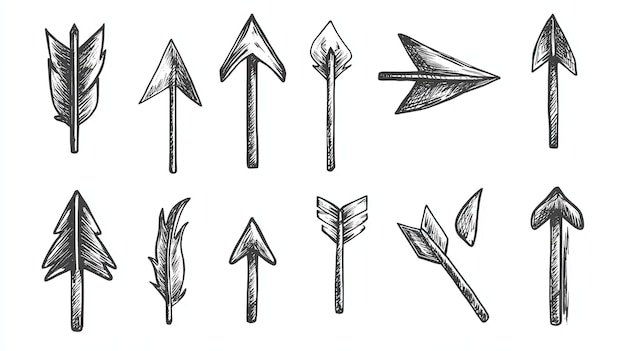 HandDrawn Set of Arrow and Feather Designs