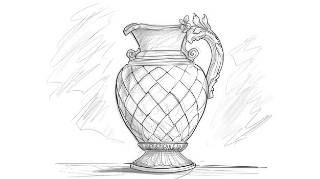 HandDrawn Sketch of Classic Ceramic Vase