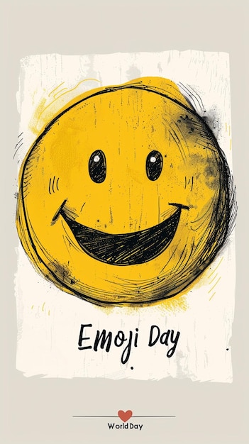 HandDrawn Smiley Face Illustration for Emoji Day Poster Design Perfect for World Day Celebrations