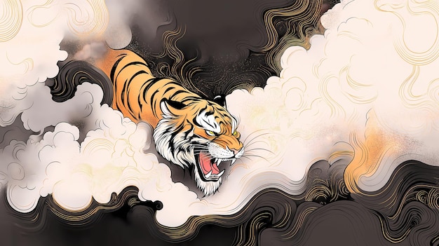 Photo a handdrawn tiger illustration as an art painting perfect for art backgrounds and wallpapers