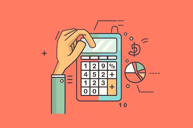 Handheld calculator with financial symbols