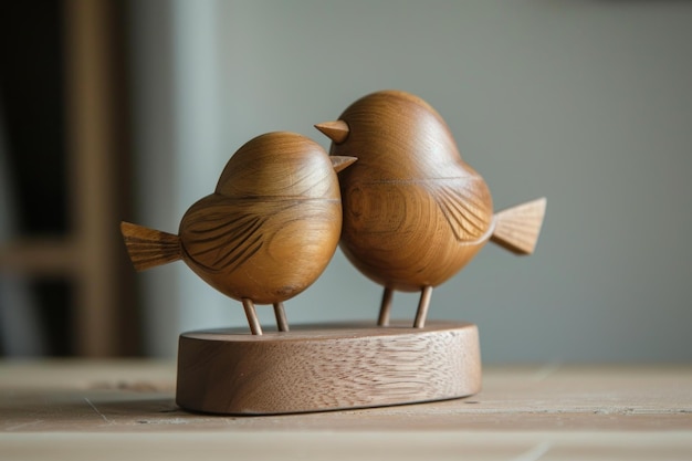 Photo handmade birds wooden figures decoration generate ai