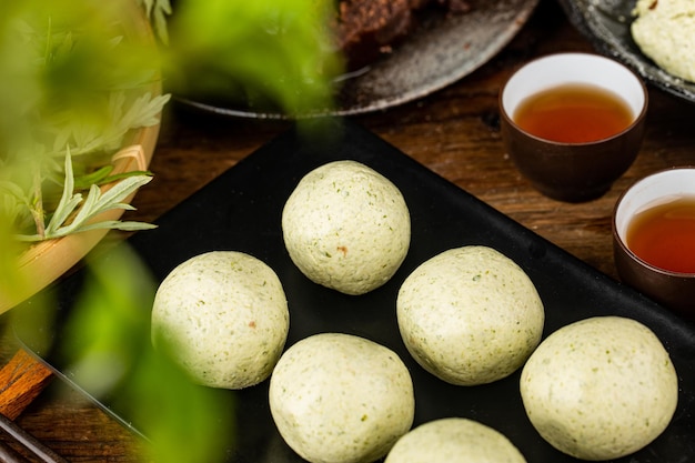 Handmade Chinese Qingming Festival green dumpling