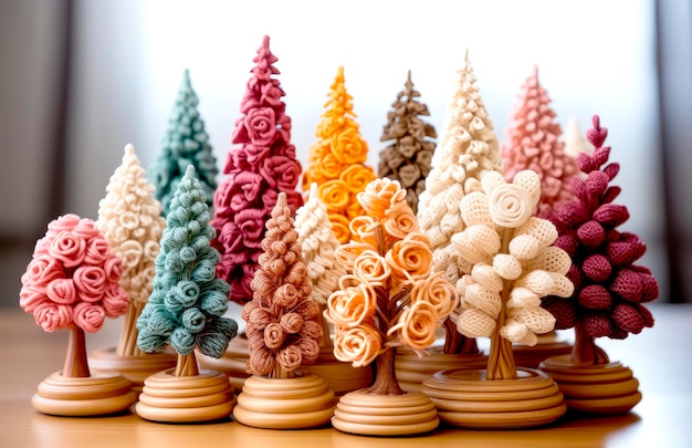 handmade decorative Christmas trees for home decoration for winter holidays Home crafts concept