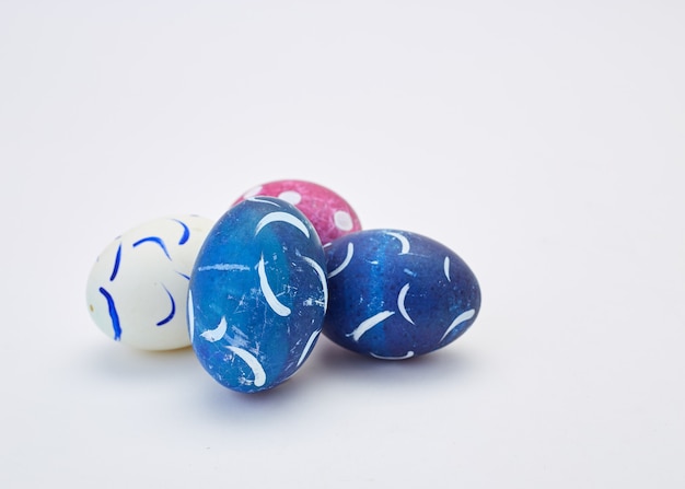 Handmade easter eggs on  white