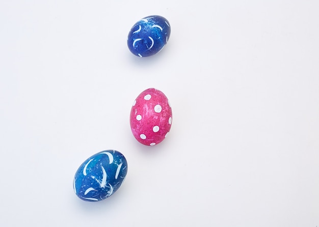 Handmade easter eggs on  white