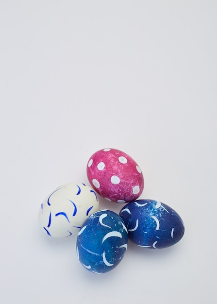 Handmade easter eggs on  white