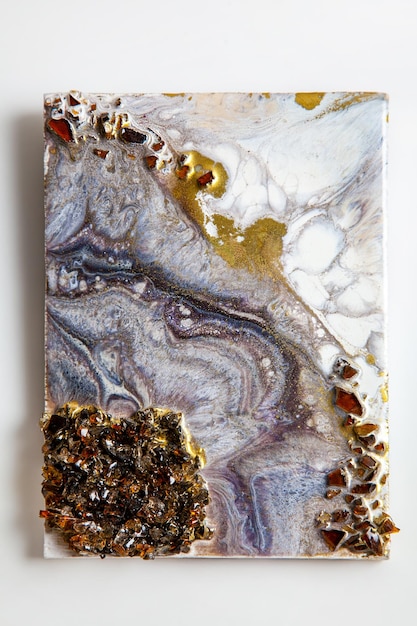 Handmade epoxy resin product wall panel with gold inserts