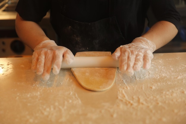 handmade fresh pasta making process. close up