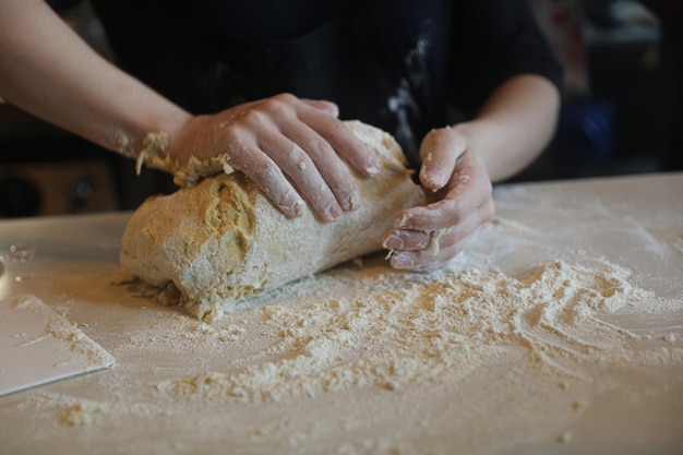 Handmade fresh pasta making process