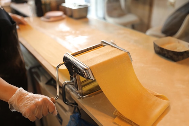 Handmade fresh pasta making process